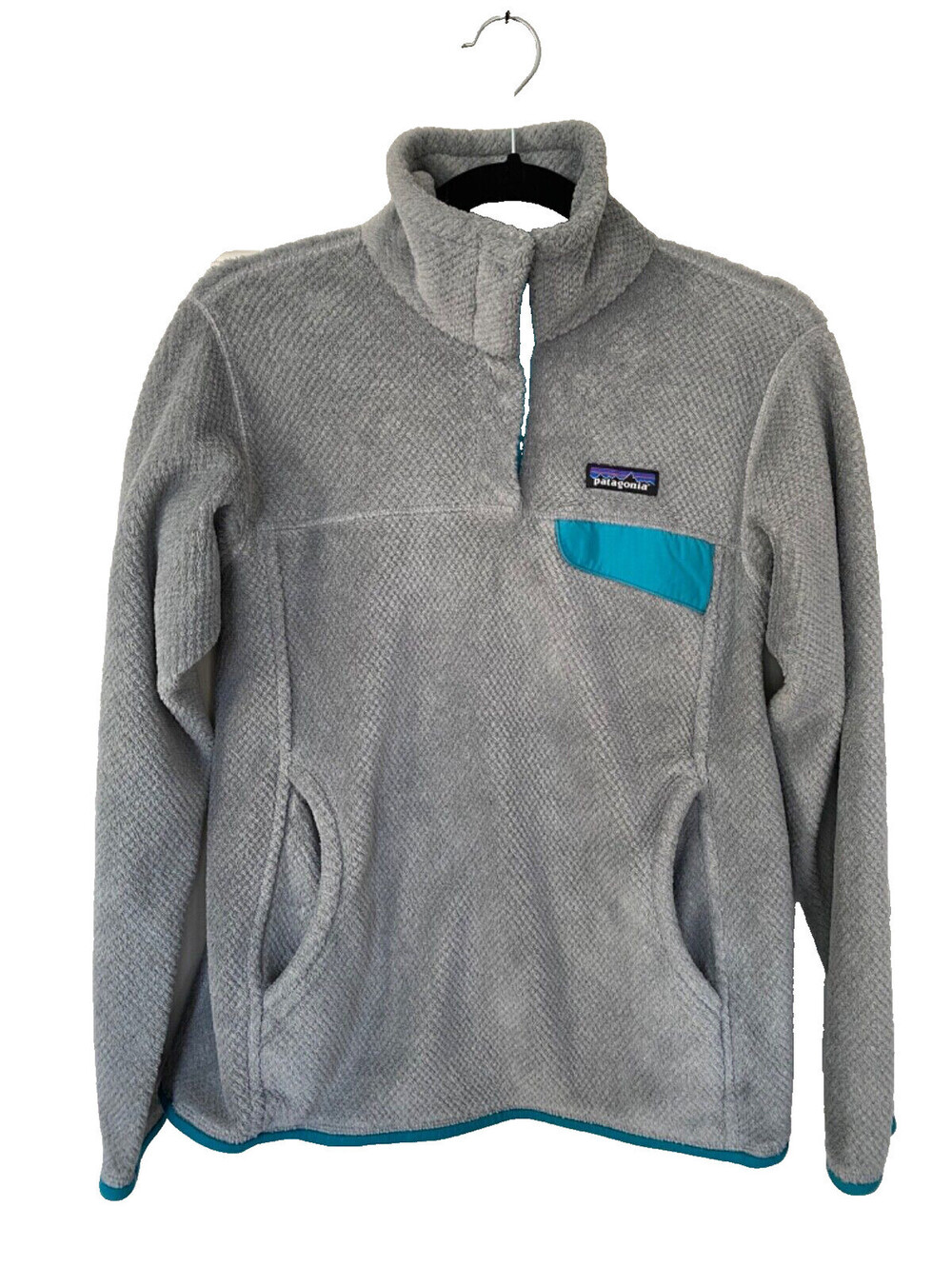 Patagonia Women’s Medium Retool Snap T Fleece Pullover Jacket Gray Teal Polartec